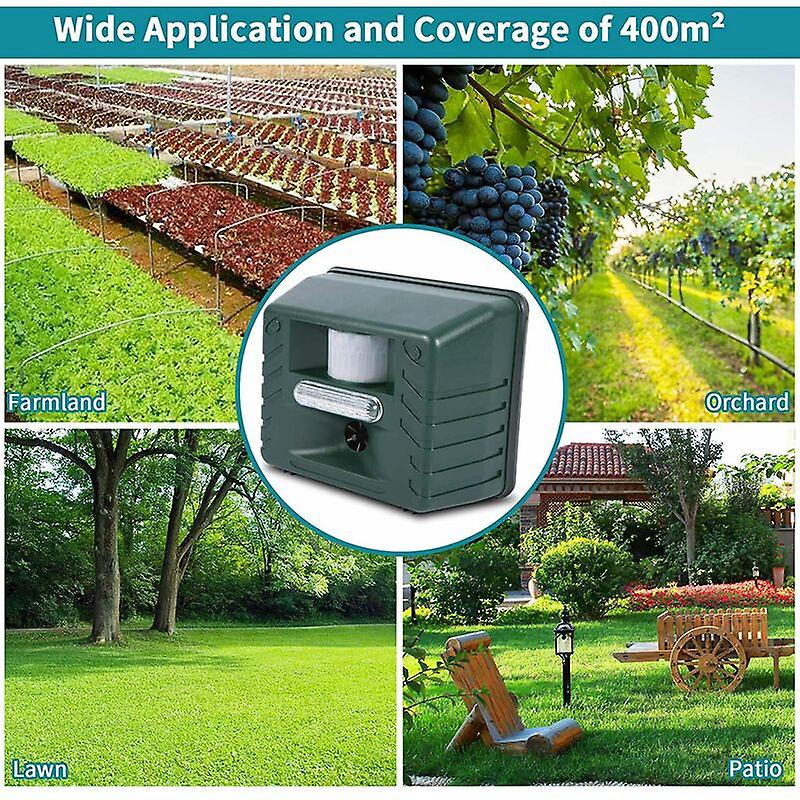 Motion Activated Ultrasonic Bird Repeller with Solar Power and Flashing Lights
