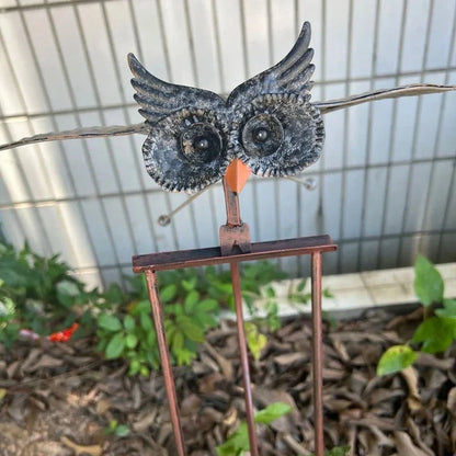 Metal Wind Bird Sculpture with Bearing Guided Wings and Weighted Balance System