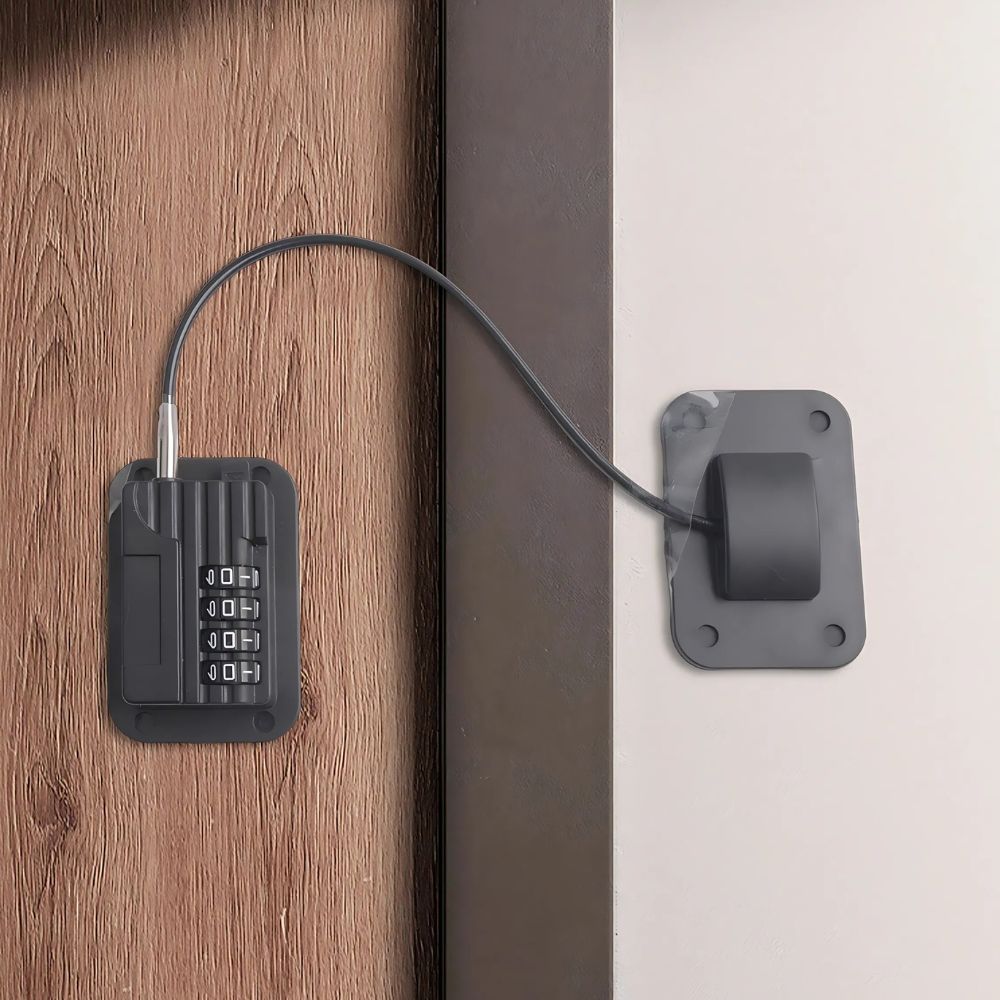 Refrigerator Door Lock with Adjustable Strap and Custom Password Code