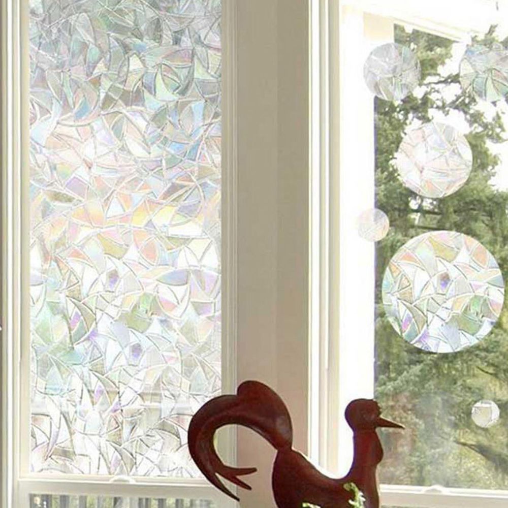 Static Cling Window Film with UV Blocking and Rainbow Light Effects