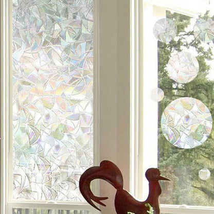 Static Cling Window Film with UV Blocking and Rainbow Light Effects