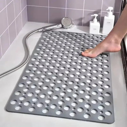 Suction Cup Bath Mat with Textured Grip and Drainage Holes, Machine Washable