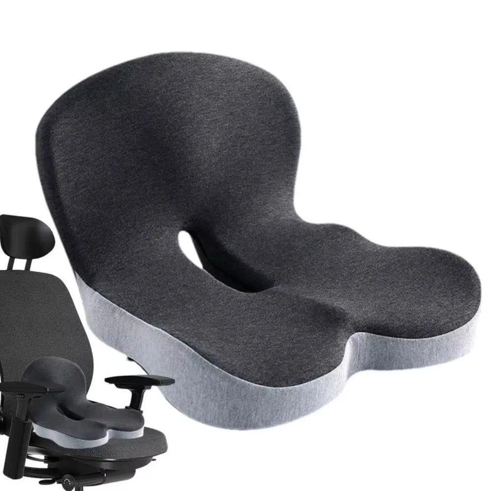 Memory Foam Seat Cushion with Curved Backrest and Removable Cover
