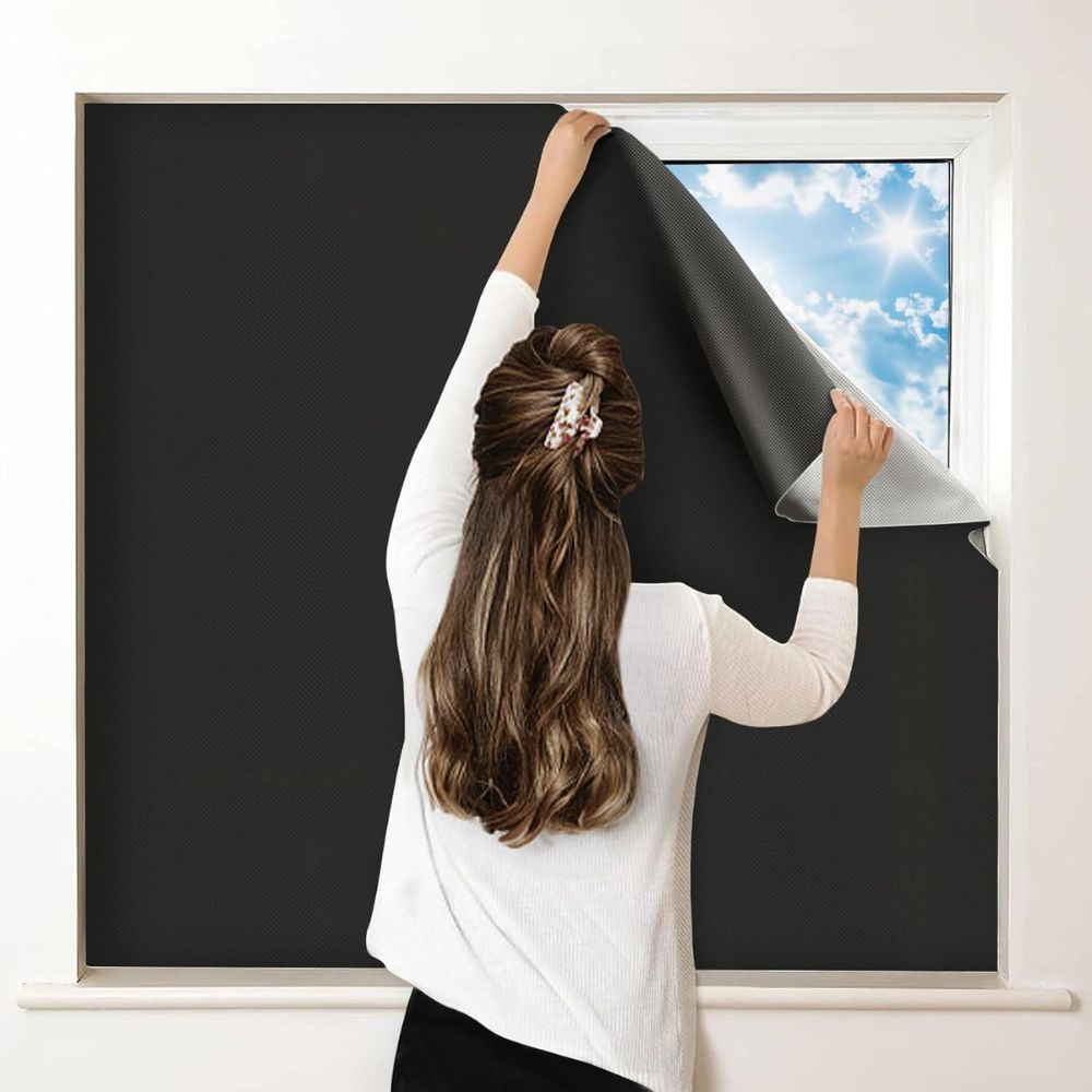 Static Cling Blackout Window Shade with Complete Light Blocking and Privacy Protection