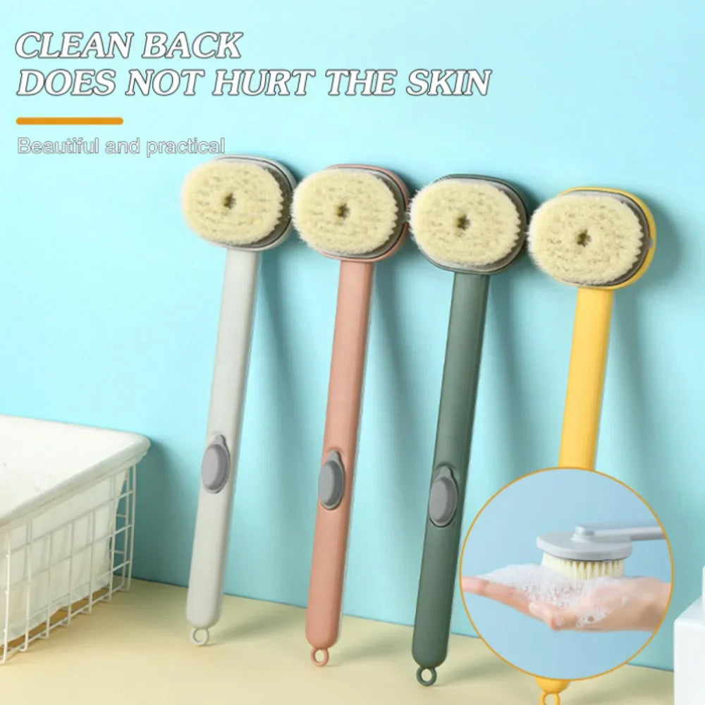 Back Scrubber with Gel Dispenser and Curved Handle, 14.2 Inch Reach