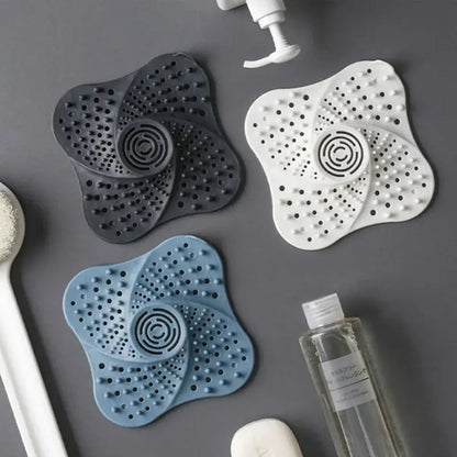 Spiral Shower Drain Hair Catcher with Suction Cups and Center Handle