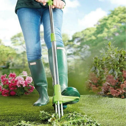 Standing Height Weed Extractor with Three Pronged Claw and Spring Mechanism, 36 Inch Handle