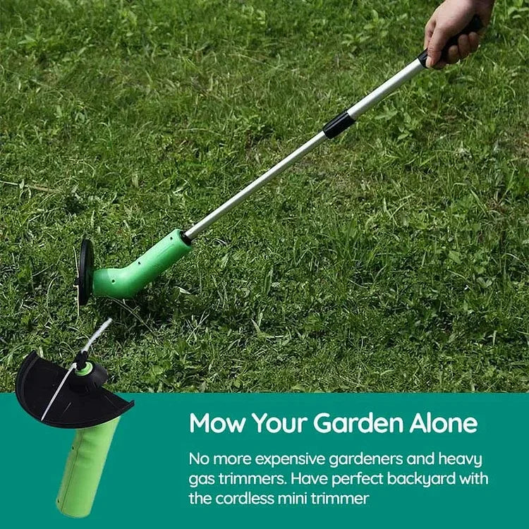 Cordless Grass Cutter with Adjustable Pole and Debris Shield, Lightweight Handheld
