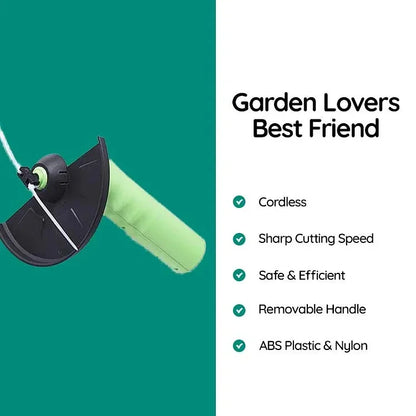 Cordless Grass Cutter with Adjustable Pole and Debris Shield, Lightweight Handheld