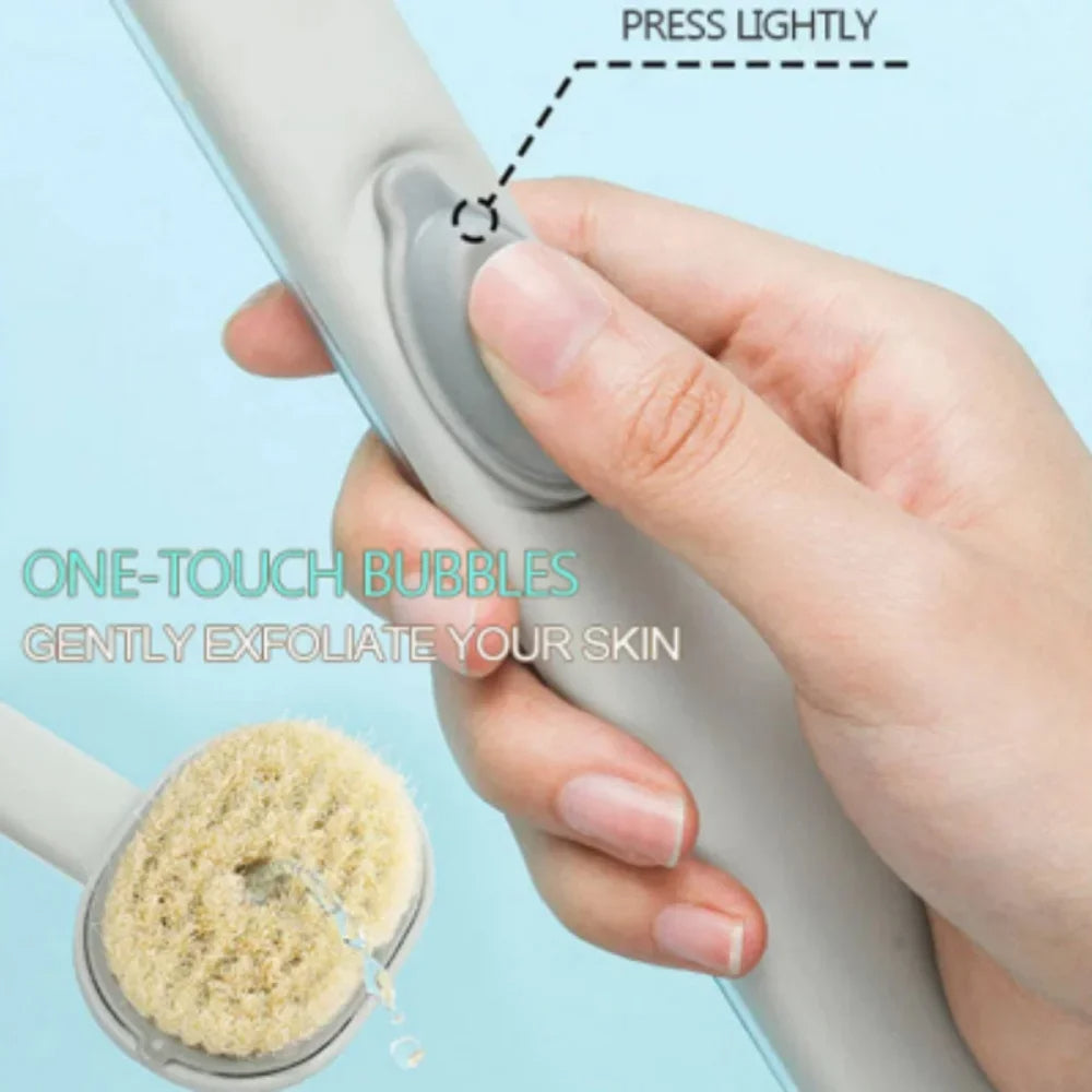 Back Scrubber with Gel Dispenser and Curved Handle, 14.2 Inch Reach
