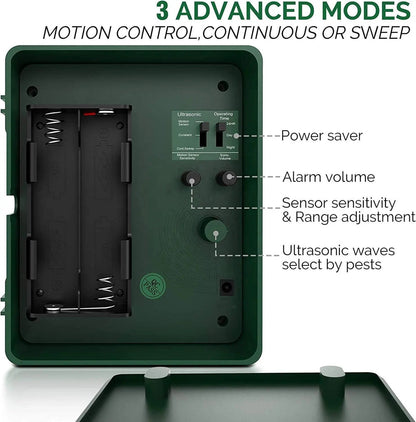 Motion Activated Ultrasonic Bird Repeller with Solar Power and Flashing Lights