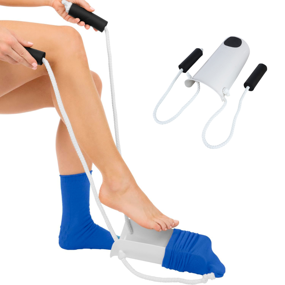 Sock Aid with Handle Straps and Sponge Grip for Upright Dressing