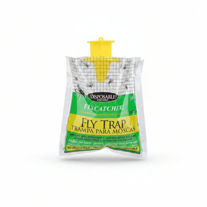Disposable Fly Trap with Water Activated Bait and Hanging Loop for Outdoor Use