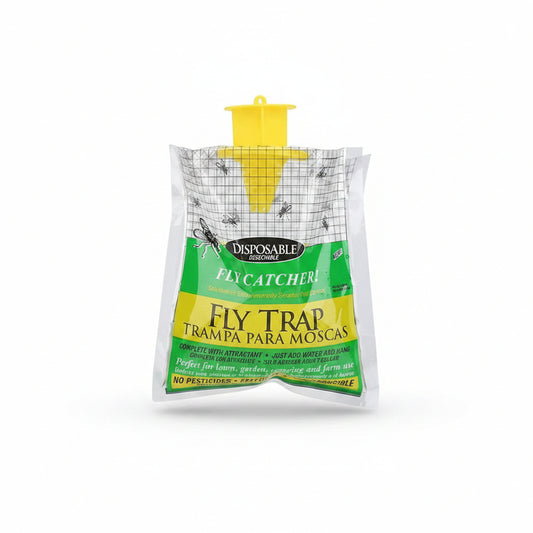Disposable Fly Trap with Water Activated Bait and Hanging Loop for Outdoor Use