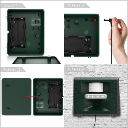 Motion Activated Ultrasonic Bird Repeller with Solar Power and Flashing Lights