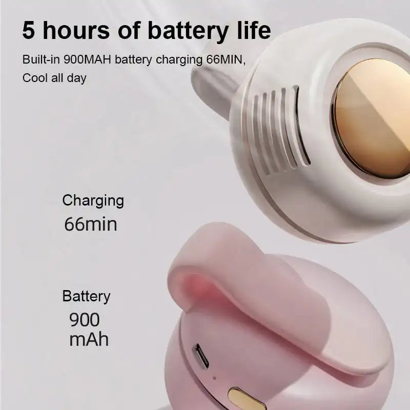 Bladeless Clip Fan with Neck Strap and 23-Hour Battery, Wearable Design
