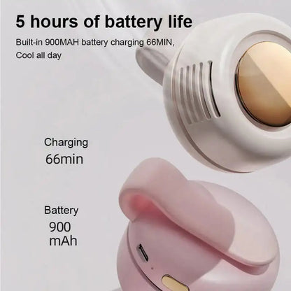 Bladeless Clip Fan with Neck Strap and 23-Hour Battery, Wearable Design