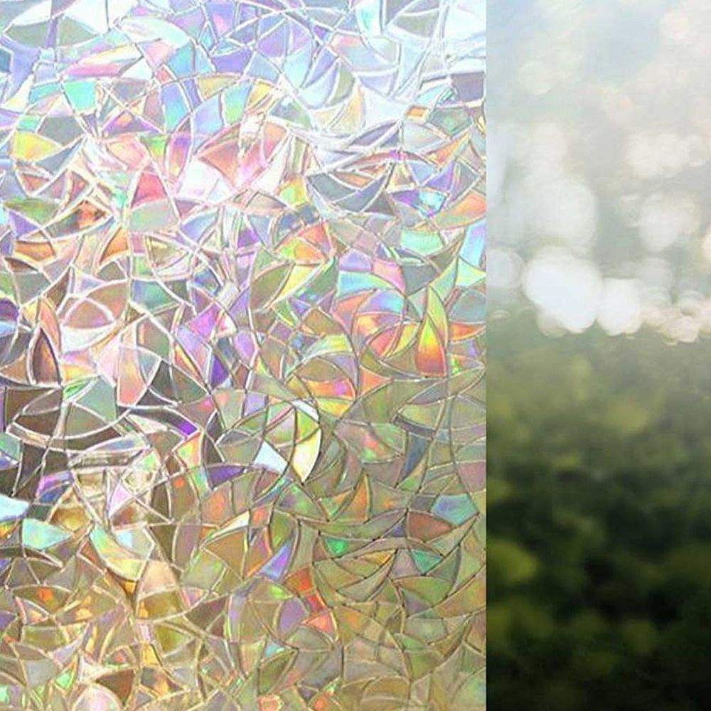 Static Cling Window Film with UV Blocking and Rainbow Light Effects