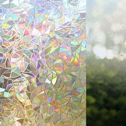 Static Cling Window Film with UV Blocking and Rainbow Light Effects