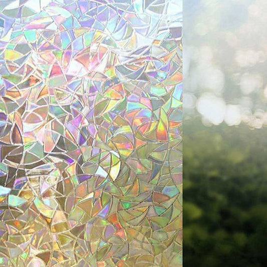 Static Cling Window Film with UV Blocking and Rainbow Light Effects