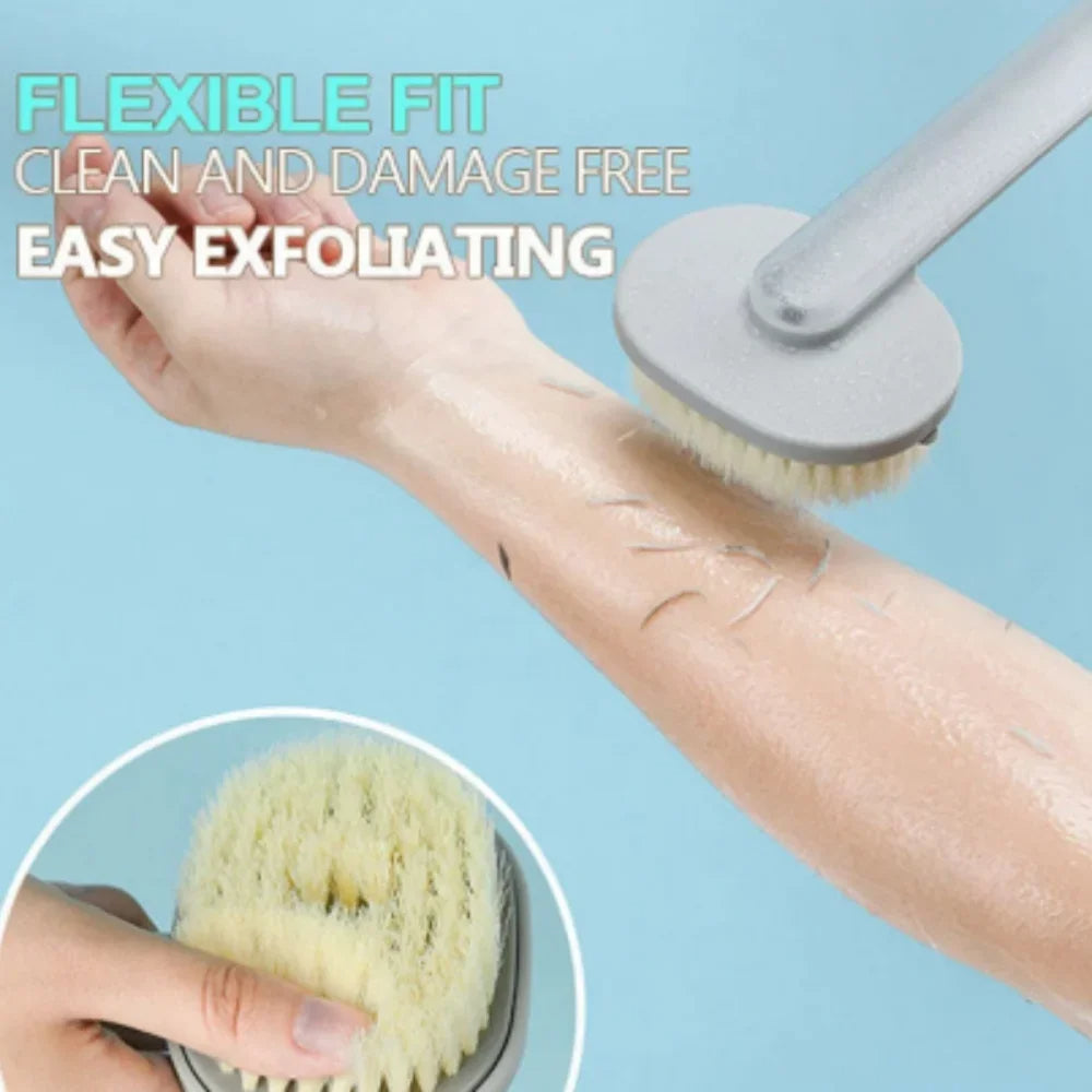 Back Scrubber with Gel Dispenser and Curved Handle, 14.2 Inch Reach