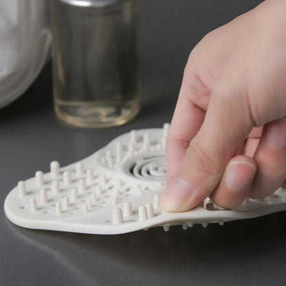Spiral Shower Drain Hair Catcher with Suction Cups and Center Handle