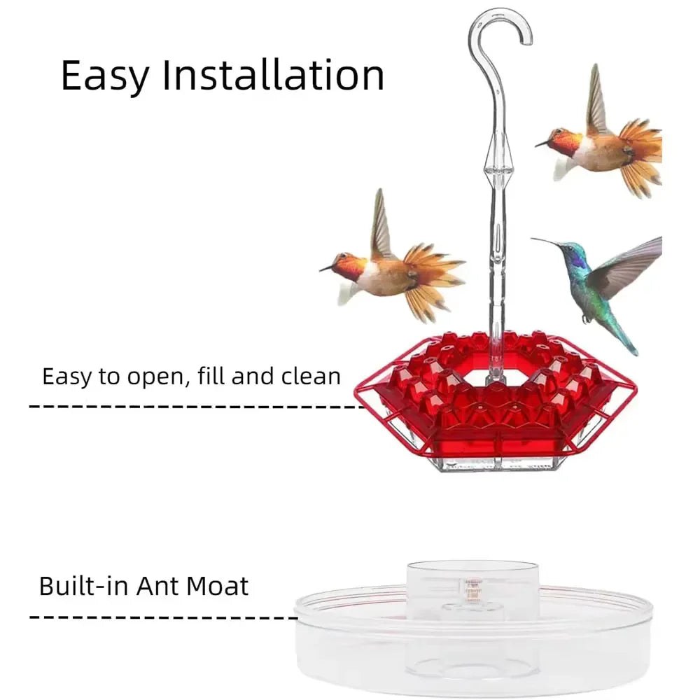 Hummingbird Feeder with Ant Moats and 30 Flower Ports, UV Resistant Polycarbonate