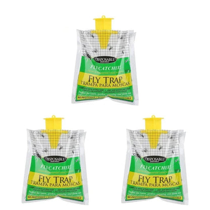Disposable Fly Trap with Water Activated Bait and Hanging Loop for Outdoor Use