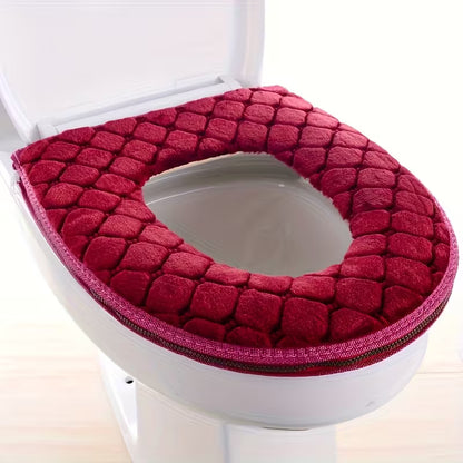 Plush Cushioned Toilet Seat Cover with Machine Washable Fabric and Waterproof Design
