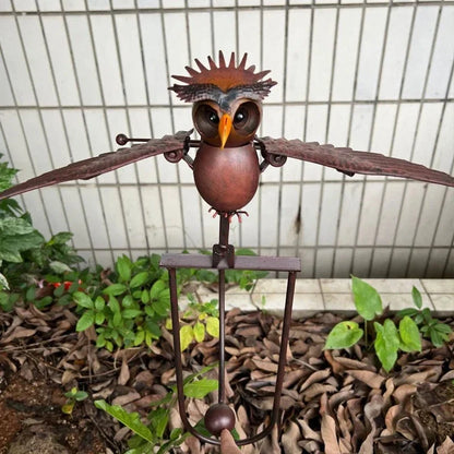 Metal Wind Bird Sculpture with Bearing Guided Wings and Weighted Balance System