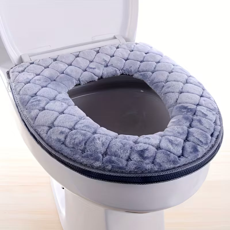 Plush Cushioned Toilet Seat Cover with Machine Washable Fabric and Waterproof Design