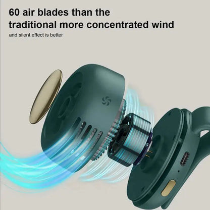 Bladeless Clip Fan with Neck Strap and 23-Hour Battery, Wearable Design