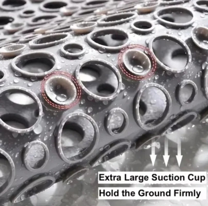 Suction Cup Bath Mat with Textured Grip and Drainage Holes, Machine Washable