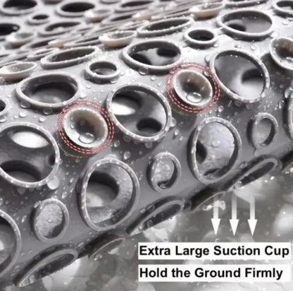 Suction Cup Bath Mat with Textured Grip and Drainage Holes, Machine Washable