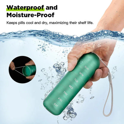 Weekly Pill Organizer with Waterproof Aluminum Construction and Silicone Gaskets