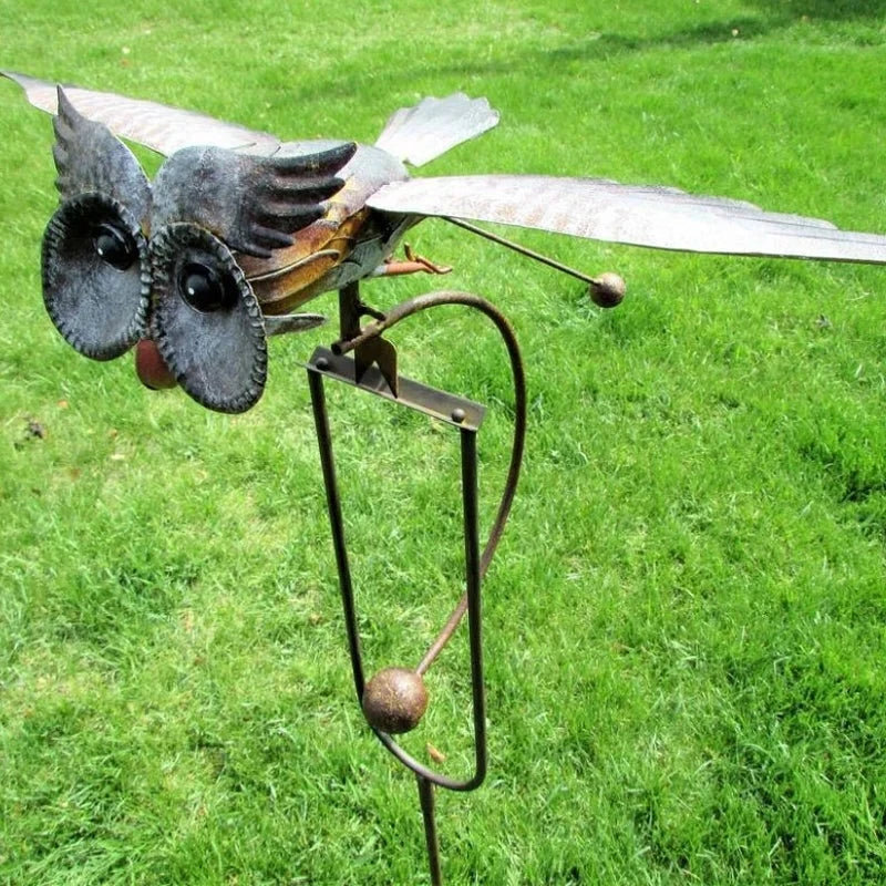 Metal Wind Bird Sculpture with Bearing Guided Wings and Weighted Balance System