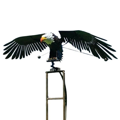 Metal Wind Bird Sculpture with Bearing Guided Wings and Weighted Balance System