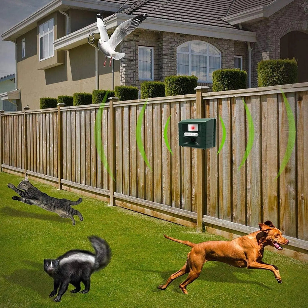 Motion Activated Ultrasonic Bird Repeller with Solar Power and Flashing Lights