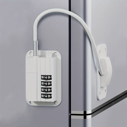 Refrigerator Door Lock with Adjustable Strap and Custom Password Code