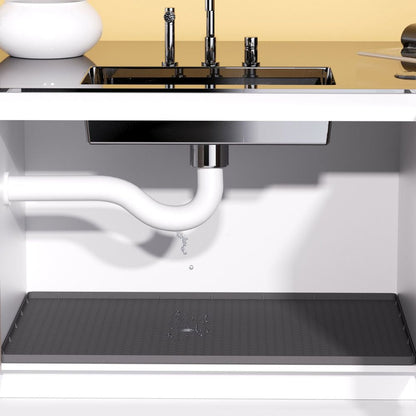 Silicone Under Sink Mat with Raised Edges and Non-Slip Surface, Trimmable