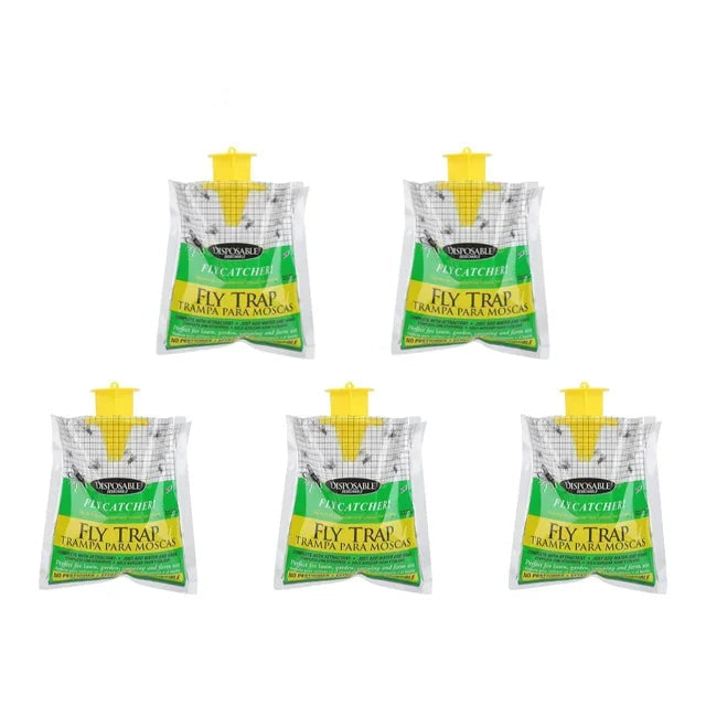 Disposable Fly Trap with Water Activated Bait and Hanging Loop for Outdoor Use