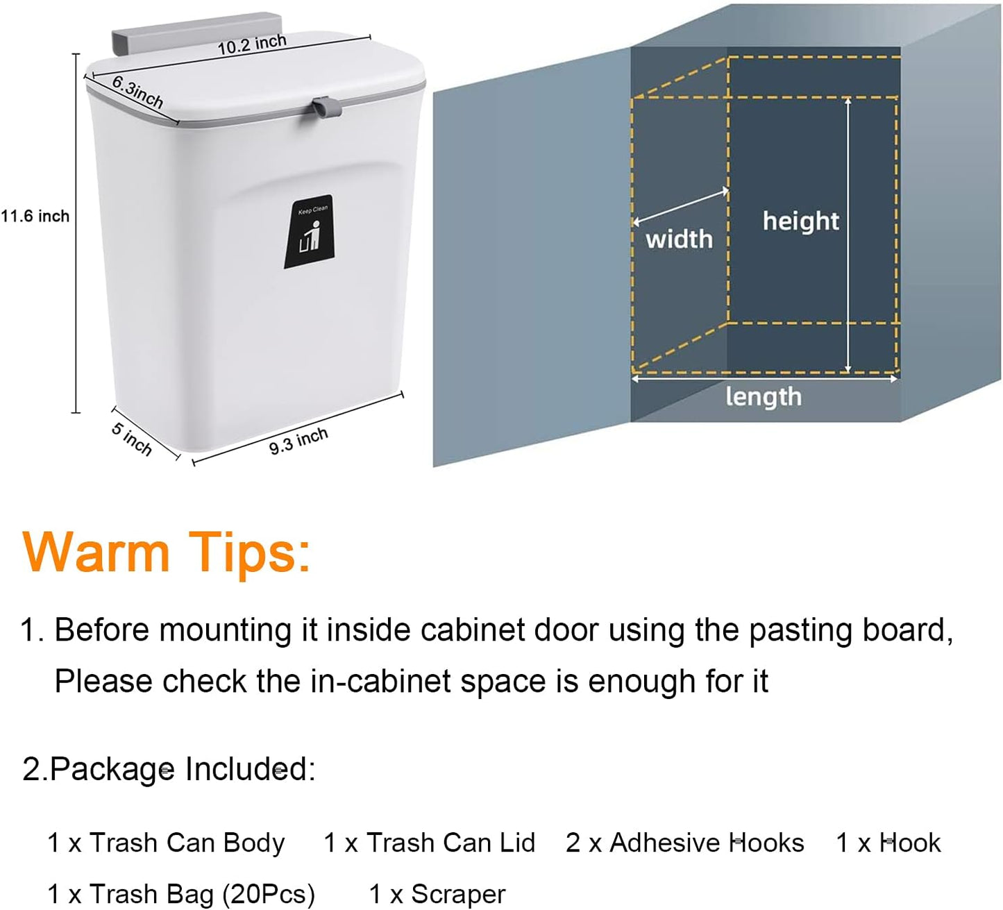 Under-Sink Compost Bin with Rolling Lid and Scraper Tool, 2.4 Gallon Capacity