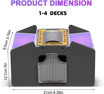Dual Deck Card Shuffler with Battery Power and One Button Operation