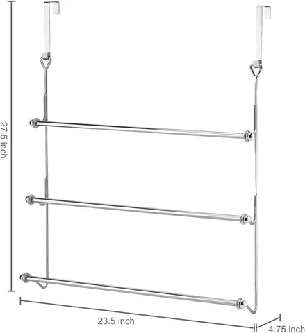 Four-Bar Over-Door Towel Rack with Metal Construction