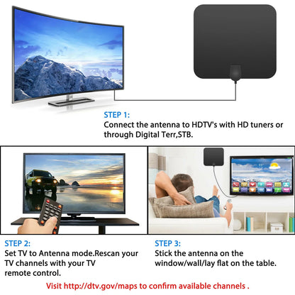 Indoor Digital TV Antenna with Signal Booster and 37dB Amplification for Local Channels