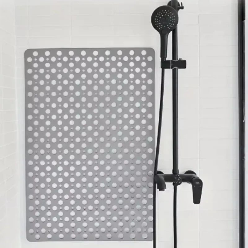 Suction Cup Bath Mat with Textured Grip and Drainage Holes, Machine Washable