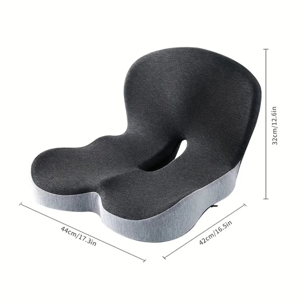 Memory Foam Seat Cushion with Curved Backrest and Removable Cover
