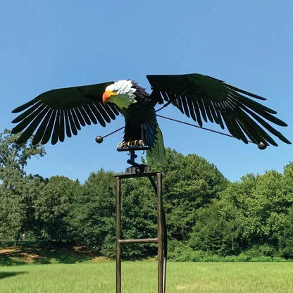 Metal Wind Bird Sculpture with Bearing Guided Wings and Weighted Balance System