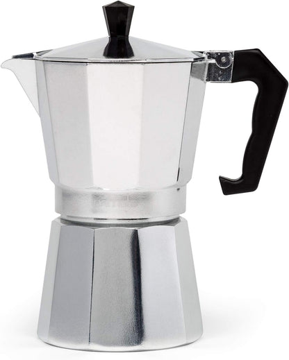 Stovetop Espresso Maker 6-Cup with Heat-Resistant Handle and Milk Frother