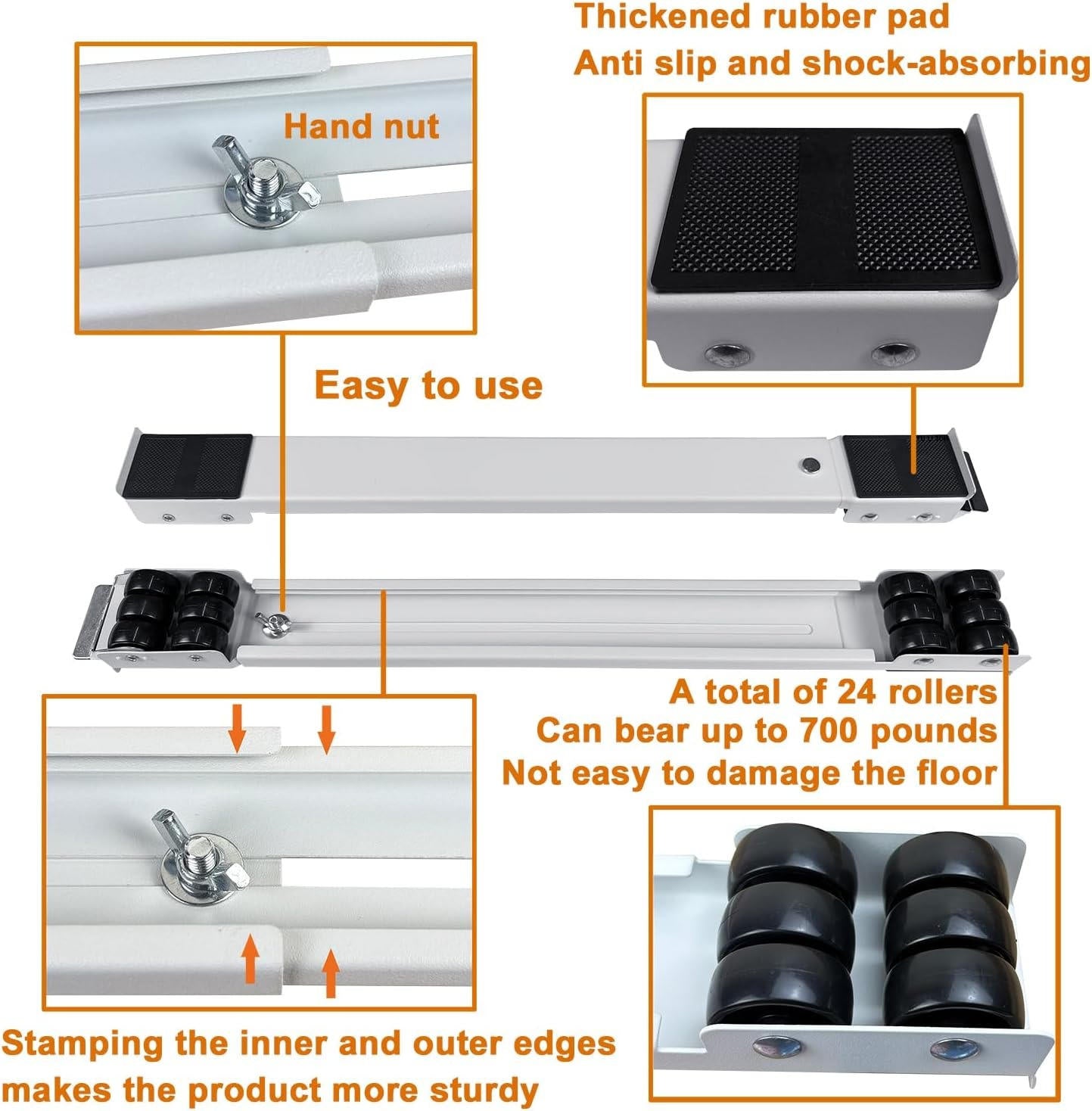 Appliance Roller Base with Dual Brake Locks and Adjustable Width